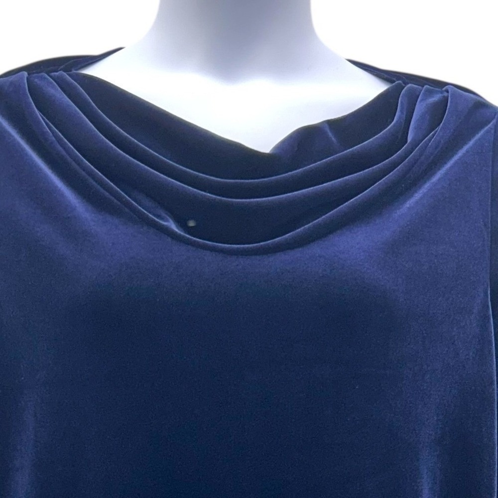 Susan Graver Womens Tunic Top Medium Velvet Cowl Neck Navy - Picture 3 of 14